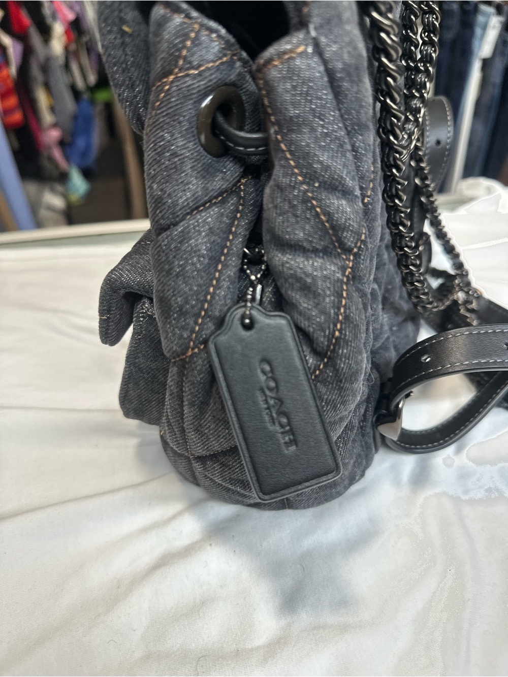 COACH
Tabby Quilted
Denim Backpack. New no tag - Picture 6 of 12